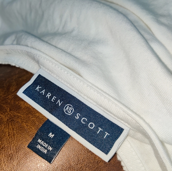 Karen Scott White Short Sleeve Shirt Medium - Picture 3 of 6